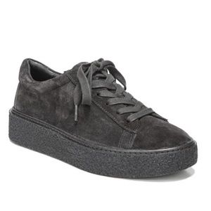 Vince Neela Platform Suede Sneakers Pewter Gray 6.5 Lace Up Flatform Streetwear